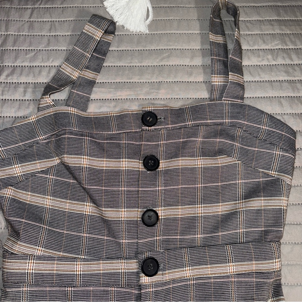 Cupcakes & cashmere women’s Plaid Jumpsuit with Button Detail Sz 2 - Picture 5 of 15